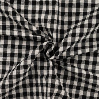 Tissu seersucker imprimé vichy noir