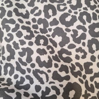 Tissu bachette coton linenlook beige tâcheté léopard anthracite