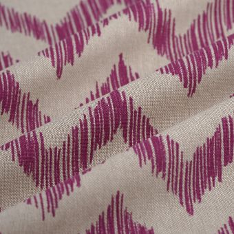 Tissu coton épais Linen look ikat fuchsia