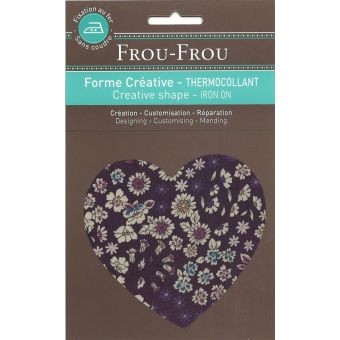 Thermocollant en forme de cœur avec un imprimé fleuri bordeaux