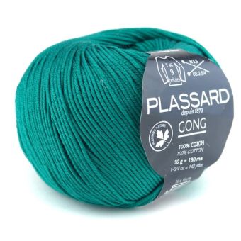 Pelote de fil à tricoter Gong vert bouteille 130 m - Plassard