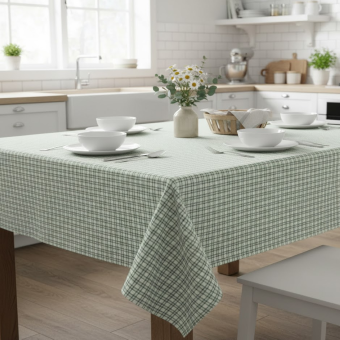 Nappe rectangle 150x250cm picoti carreaux vert