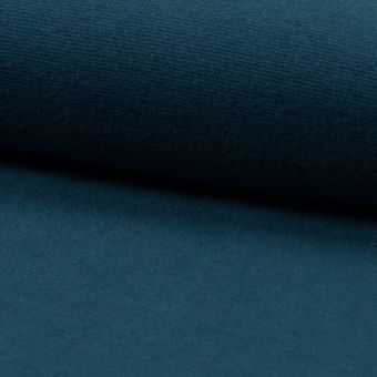 Maille bord-côte coton bio unie bleu pétrole