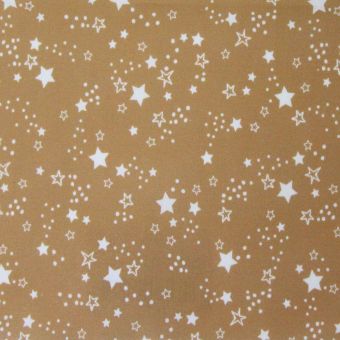 Tissu cretonne imprimé bio ciel d'étoiles camel