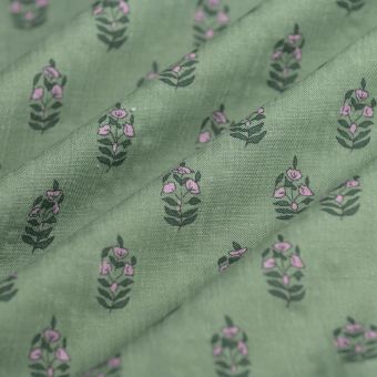 Tissu voile mini floral vert
