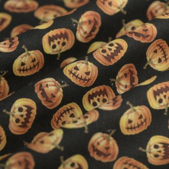 Tissu cretonne Halloween jack noir