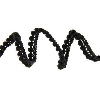 Galon mini pompons noir 10 mm