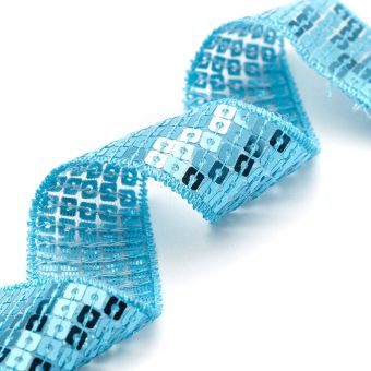 Ruban à sequins carrés - Turquoise 25 mm MT