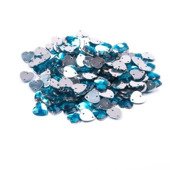 Sequin à coudre coeur bleu turquoise 8x8mm