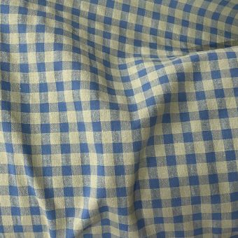 Tissu seersucker vichy bleu et vert 7mm recyclé
