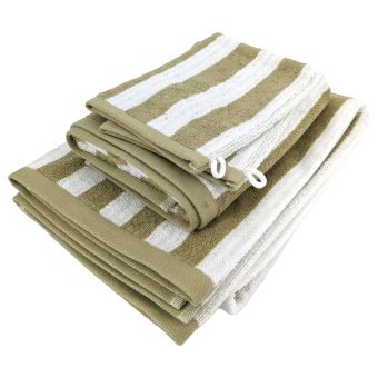 Parure de bain EFFICIENCE STRIPES 4 pièces Olive