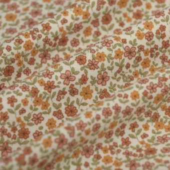 Tissu jersey coton extensible fleur des champs multicolore