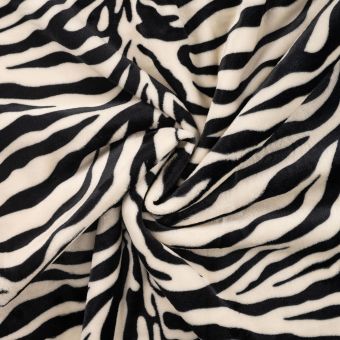 Tissu douillette imprimé zebre noir