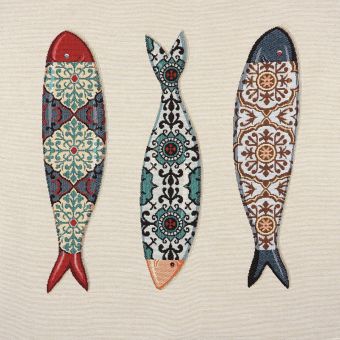 Carré de tissu jacquard poisson
