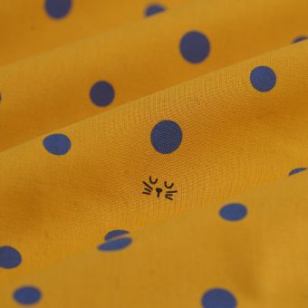 Tissu cretonne coton bio Minou jaune moutarde