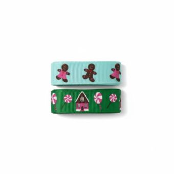 Lot de 2 rubans de Noël vert et bleu 16mmx1m