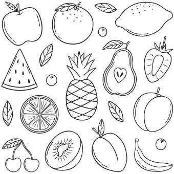 Tissu Softshell Fruits A Colorier, coupon 1m x laize (145cm)