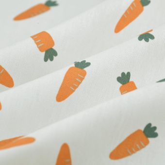 Tissu popeline coton carottes écru