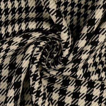 Tissu tweed pied de poule blanc et noir