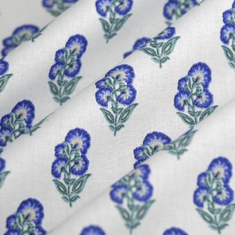 Tissu cretonne flow adi bleu