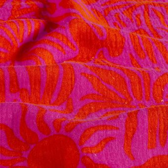 Tissu double gaze grande fleur rouge fuchsia