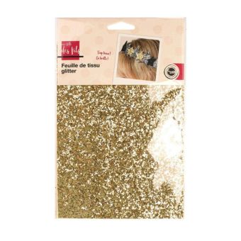 Coupon de tissu pailleté A5 glitter doré