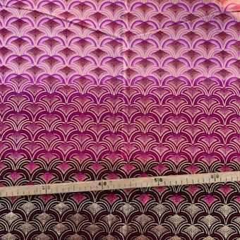 Tissu Wax pailleté dégradé rose imprimé Ecailles - 50x120cm