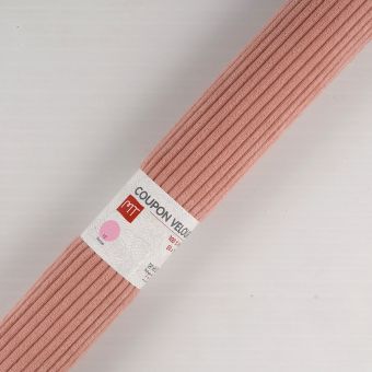 Coupon de tissu velours côtelé rose 50x70cm