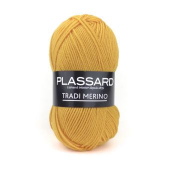 Pelote de fil à tricoter Tradi-merino moutarde 200m - Plassard