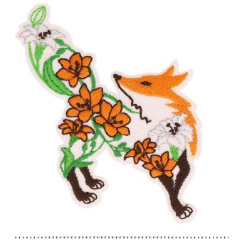 Ecusson animaux fleuris renard 53x59mm