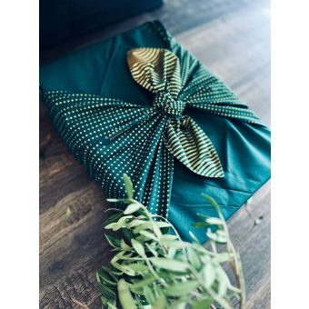 Emballage Réutilisable Furoshiki Coton Recyclé L : Étoile du Sud Vert Sapin