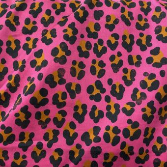 Tissu satin de coton organique motif léopard rose - Albstoffe