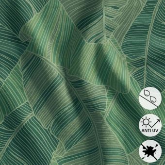 Toile bâche outdoor dralon déperlante imprimée Bali verte