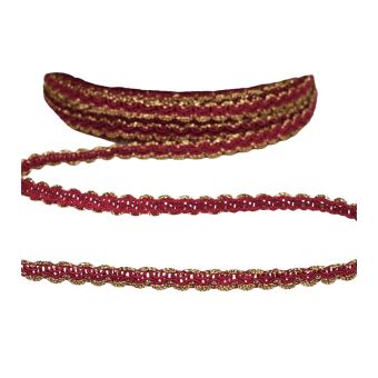 Bobine 25m galon croquet métallique 8mm rouge bordeaux