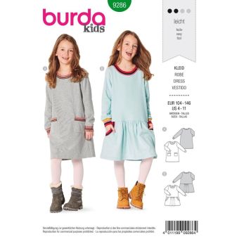 Patron burda 9286 Robe et robe façon tee-shirt enfant de 4 à 11 ans