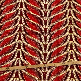 Tissu Wax pailleté rouge imprimé Sirène - 50x120cm