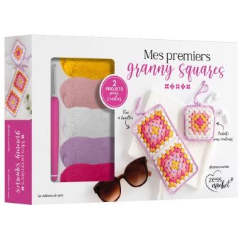 Coffret mes premiers granny au crochet 2 pochettes