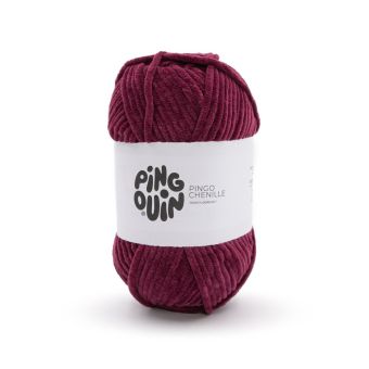 Pelote de fils à tricoter Pingo Chenille prune - Pingouin