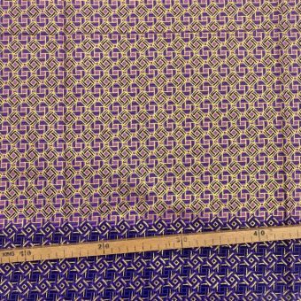 Tissu Wax pailleté violet imprimé Mini-carrés - 50x120cm