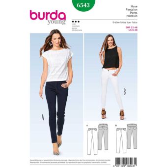 Patron Burda 6543 Pantalon Jean Moulant du 32 au 46