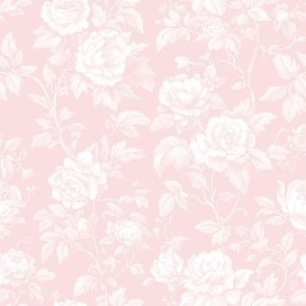 Tissu Minky lisse Toile de Jouy Fleurs Vintage Rose, coupon 1m x laize (150cm)