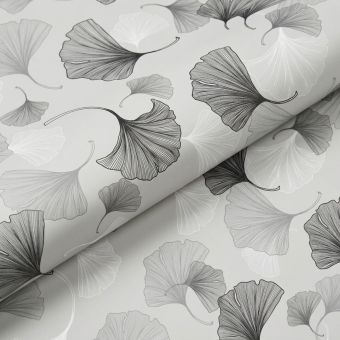 Toile cirée ginkgo gris