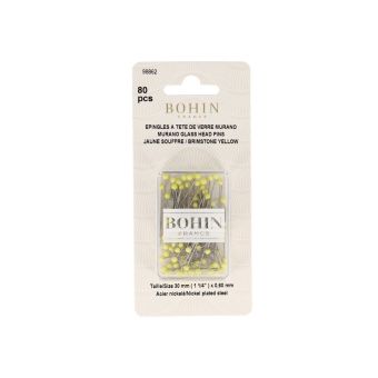Epingles à tête de verre de Murano jaune - Bohin