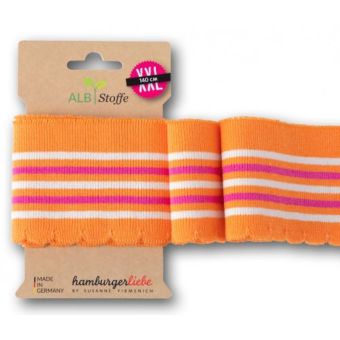 Poignet bord-côte bio cuff me Wave rose et orange - Albstoffe