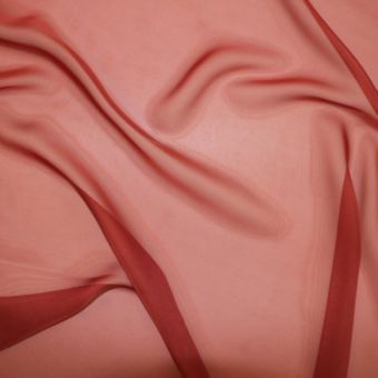Tissu mousseline légère soyeuse polyester uni rouge