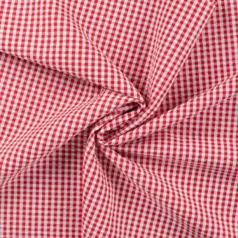 Tissu seersucker imprimé mini vichy rouge