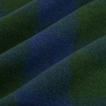 Tissu lainage manteau brossé carreaux vert marine