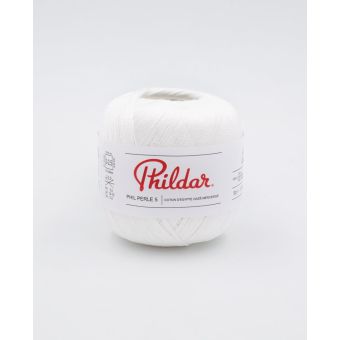 Pelote de fil à tricoter Perle 5 blanc - Phildar