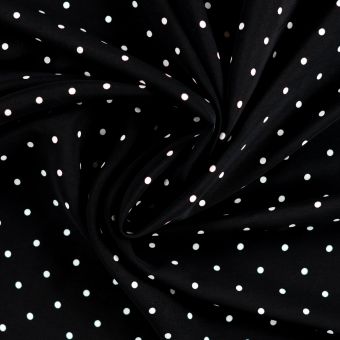 Tissu popeline lourde Tencel pois blanc noir