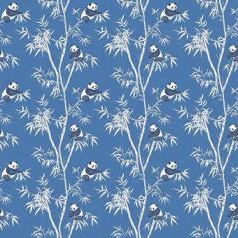 Tissu Minky lisse Toile de Jouy Panda Nuit, coupon 1m x laize (150cm)